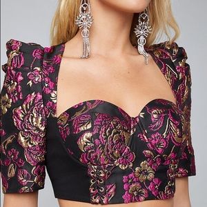Bebe floral jacquard bustier